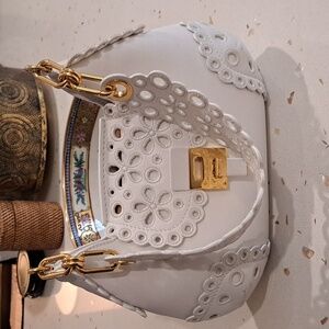 Bancroft Small Broderie Anglaise Leather Shoulder Bag